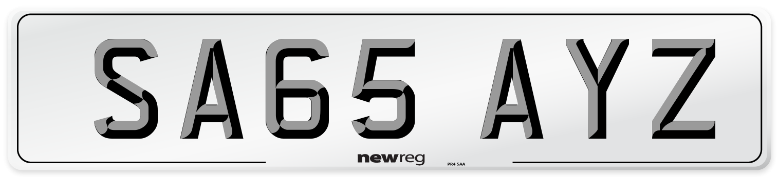 SA65 AYZ Number Plate from New Reg